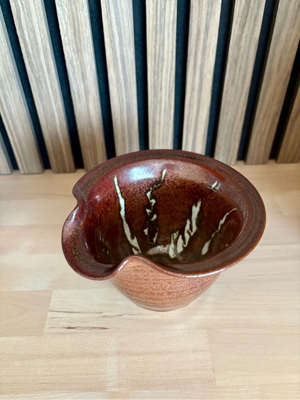 Handcrafted Rust Brown Ceramic Pouring Bowl